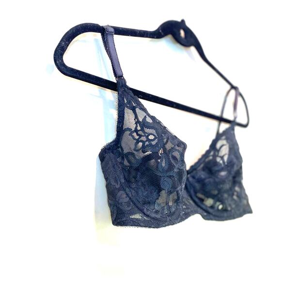 VTG Black Lace Union Made  Sheer  Carnival 34C Wire Bra - Picture 9 of 9